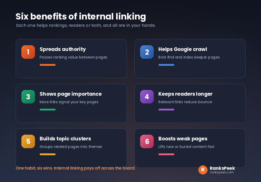 Six internal linking benefits for rankings and readers